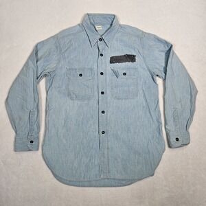 Chimala Made in Japan Workwear Indigo Chambray Denim Jean Shirt Womens (XS) Soft
